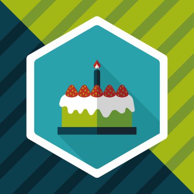 doğum günü pastası düz simgesi ile uzun gölge, eps10
