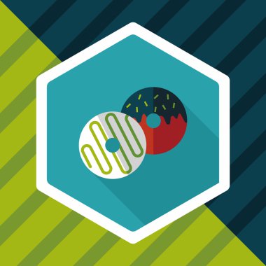 Donut düz simgesi ile uzun gölge, eps10