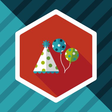 doğum günü partisi şapka düz simgesiyle uzun gölge, eps10