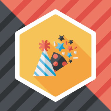 doğum günü partisi şapka düz simgesiyle uzun gölge, eps10