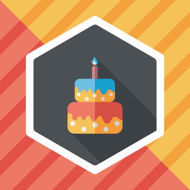 doğum günü pastası düz simgesi ile uzun gölge, eps10