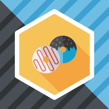 Donut düz simgesi ile uzun gölge, eps10