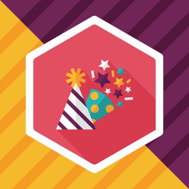 doğum günü partisi şapka düz simgesiyle uzun gölge, eps10