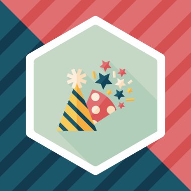 doğum günü partisi şapka düz simgesiyle uzun gölge, eps10