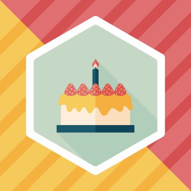 doğum günü pastası düz simgesi ile uzun gölge, eps10