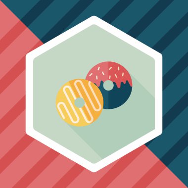 Donut düz simgesi ile uzun gölge, eps10