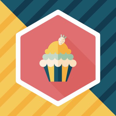 cupcake düz simgesi ile uzun gölge, eps10