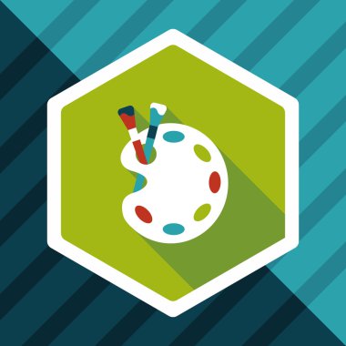 Resim paleti uzun gölge, eps 10 ile boya fırçası düz simgesi ile