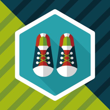 Vintage ayakkabılar düz simgesi ile uzun gölge, eps10