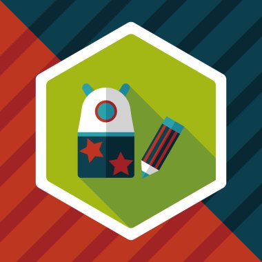 kalem kalemtıraş düz simgesi ile uzun gölge, eps10