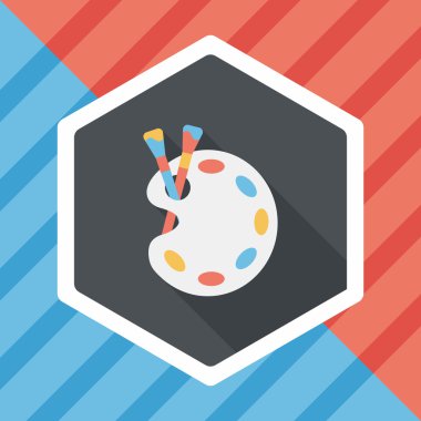 Resim paleti uzun gölge, eps 10 ile boya fırçası düz simgesi ile