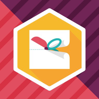 düz kağıt simgesi ile uzun gölge, eps10 kesilmiş makas