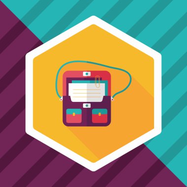 Evrak Çantası'nı okul çantası düz simgesi ile uzun gölge, eps10