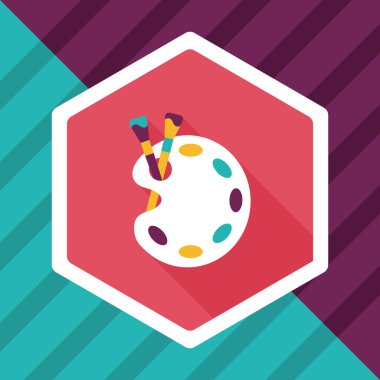 Resim paleti uzun gölge, eps 10 ile boya fırçası düz simgesi ile