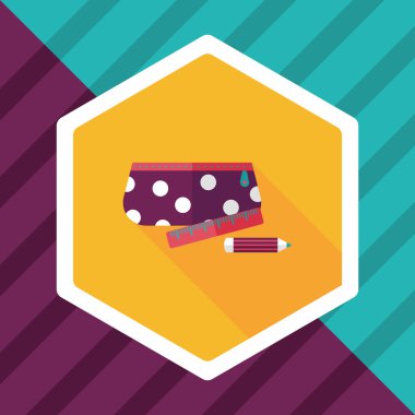 긴 그림자, eps10와 함께 연필 상자 플랫 아이콘