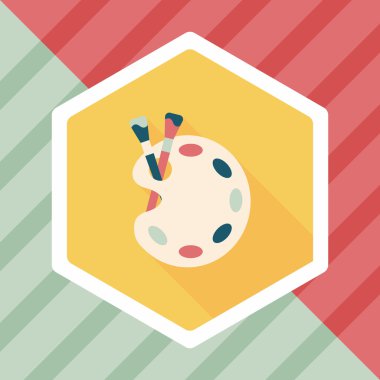 Resim paleti uzun gölge, eps 10 ile boya fırçası düz simgesi ile