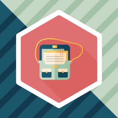 Evrak Çantası'nı okul çantası düz simgesi ile uzun gölge, eps10