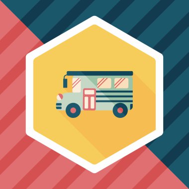 okul otobüsü düz simgesi ile uzun gölge, eps10