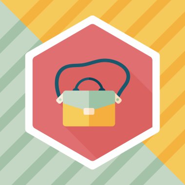 Evrak Çantası'nı düz simgesi ile uzun gölge, eps10