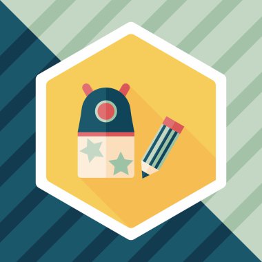 kalem kalemtıraş düz simgesi ile uzun gölge, eps10