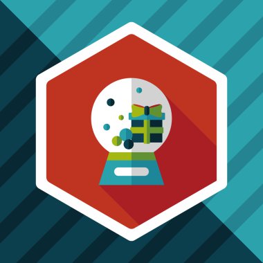 Snow globe ve hediyeler uzun gölge, eps 10 düz simgesi