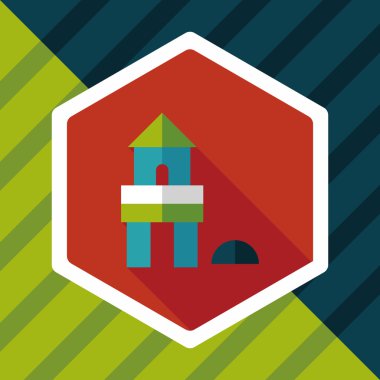 tuğla ev düz simgesi ile uzun gölge, eps10