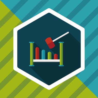 oyuncak çekiç atölyesi düz simgesi, uzun gölge, eps10