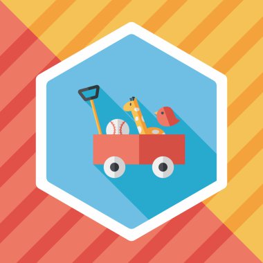 oyuncak sepeti düz simgesi ile uzun gölge, eps10