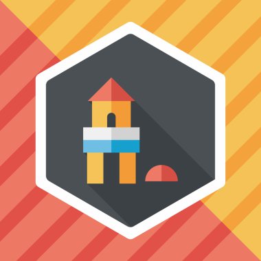 tuğla ev düz simgesi ile uzun gölge, eps10