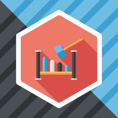 oyuncak çekiç atölyesi düz simgesi, uzun gölge, eps10