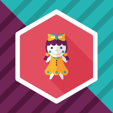 Uzun Gölge, eps 10 ile kız bebek oyuncak düz simgesi