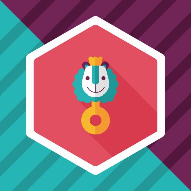 Bebek çıngırağı düz simgesi ile uzun gölge, eps10