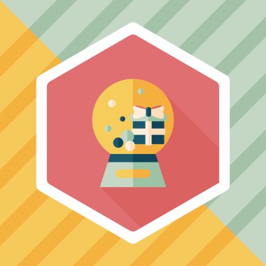 Snow globe ve hediyeler uzun gölge, eps 10 düz simgesi