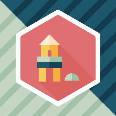 tuğla ev düz simgesi ile uzun gölge, eps10