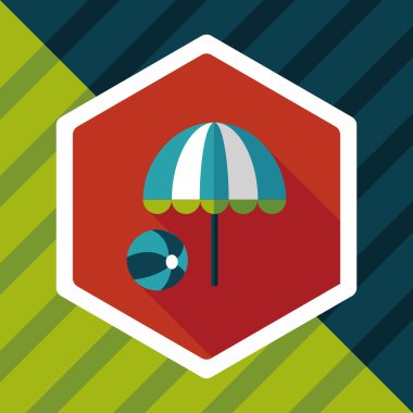 plaj şemsiyesi uzun gölge, eps10 ile topu düz simgesiyle