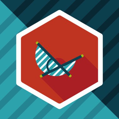 Tembel plaj şezlong koltuğu uzun gölge, eps10 düz simgesiyle