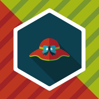 Kadın şapka düz simgesi ile uzun gölge, eps10