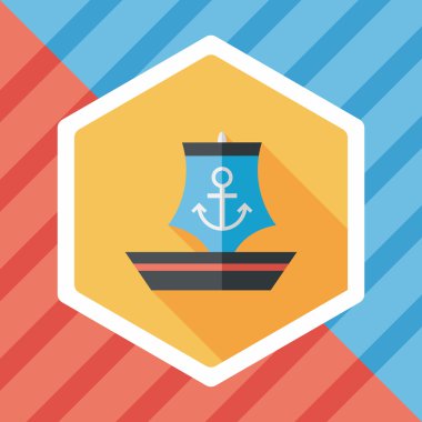 yelkenli ile uzun gölge, eps10 düz simgesi