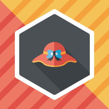 Kadın şapka düz simgesi ile uzun gölge, eps10