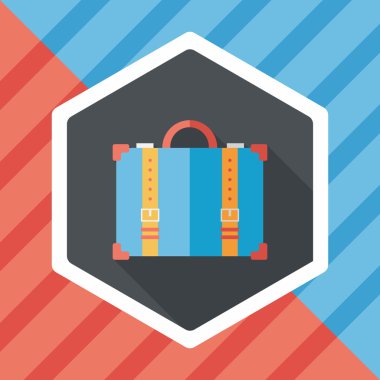 Vintage seyahat bavul, uzun gölge, eps10 ile düz simgesi