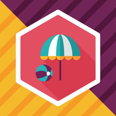 plaj şemsiyesi uzun gölge, eps10 ile topu düz simgesiyle