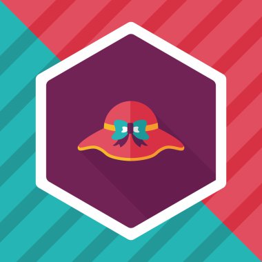 Kadın şapka düz simgesi ile uzun gölge, eps10