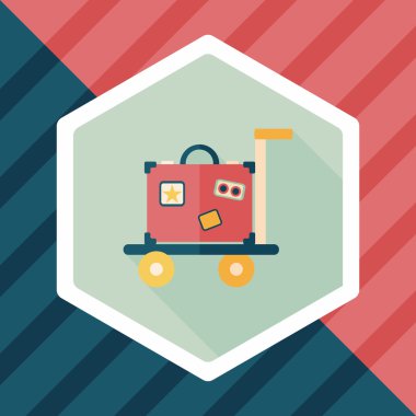 Vintage seyahat bavul, uzun gölge, eps10 ile düz simgesi