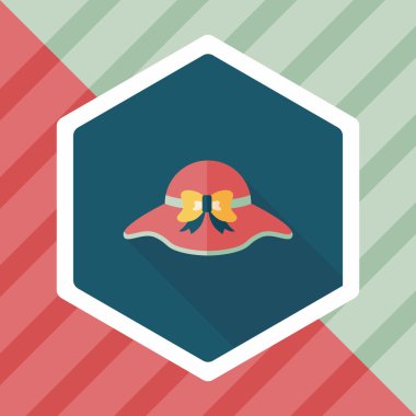 Kadın şapka düz simgesi ile uzun gölge, eps10