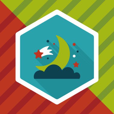 Uzay ay ve yıldız uzun gölge, eps10 düz simgesi