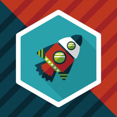 Uzay gemisi ile uzun gölge, eps10 düz simgesi