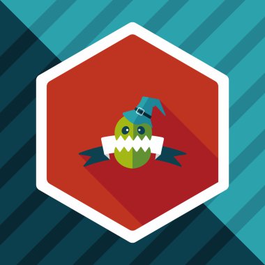 Cadılar Bayramı bayrak düz simgesi ile uzun gölge, eps10