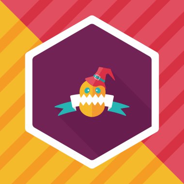 Cadılar Bayramı bayrak düz simgesi ile uzun gölge, eps10