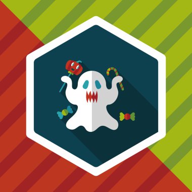 Ghost lapos ikon a hosszú árnyék, eps10