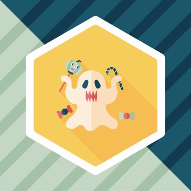 Ghost lapos ikon a hosszú árnyék, eps10